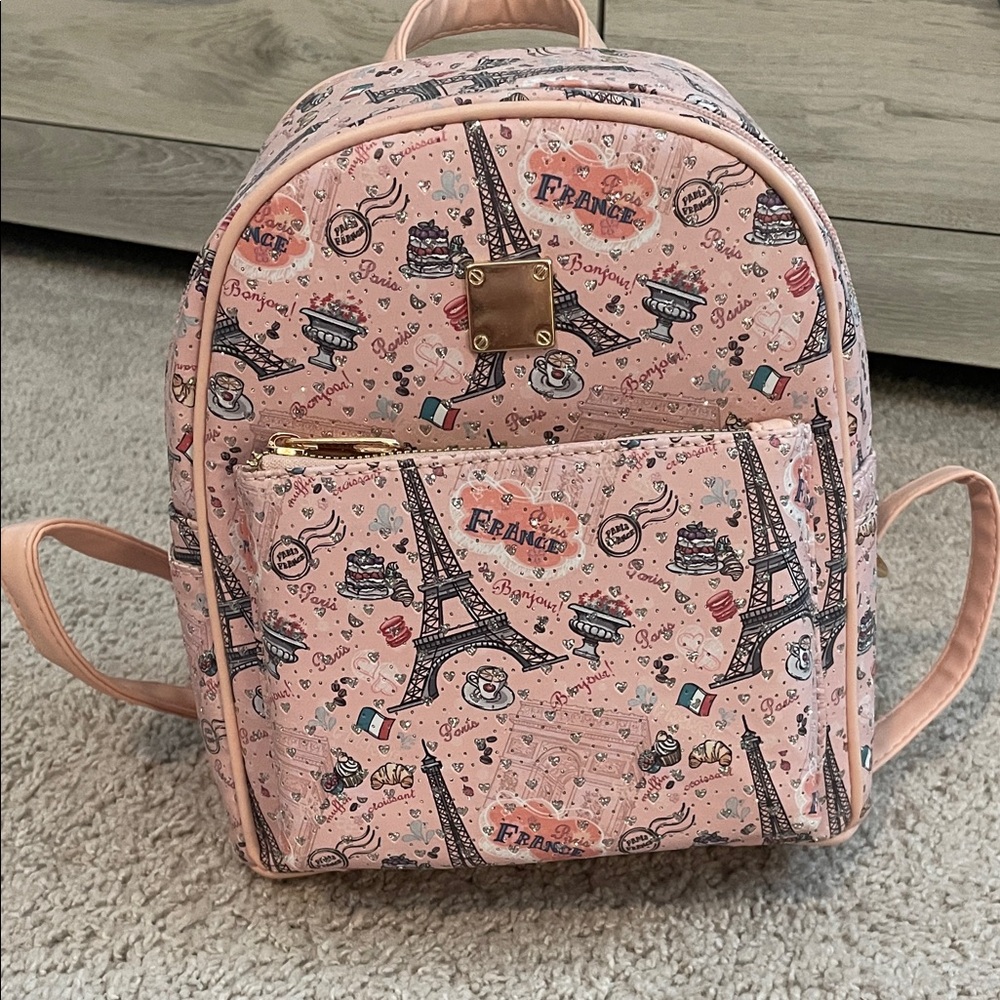 Paris France 🇫🇷 rhinestone mini backpack purse 🥐